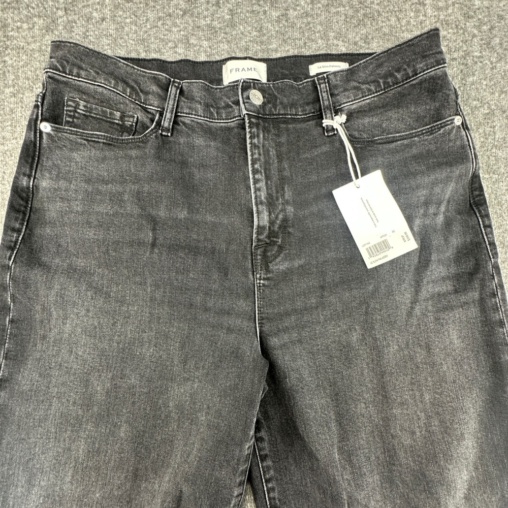 FRAME Le Slim Palazzo High Rise Wide Leg Jeans Black Wash Size 32 NWT - Picture 7 of 9
